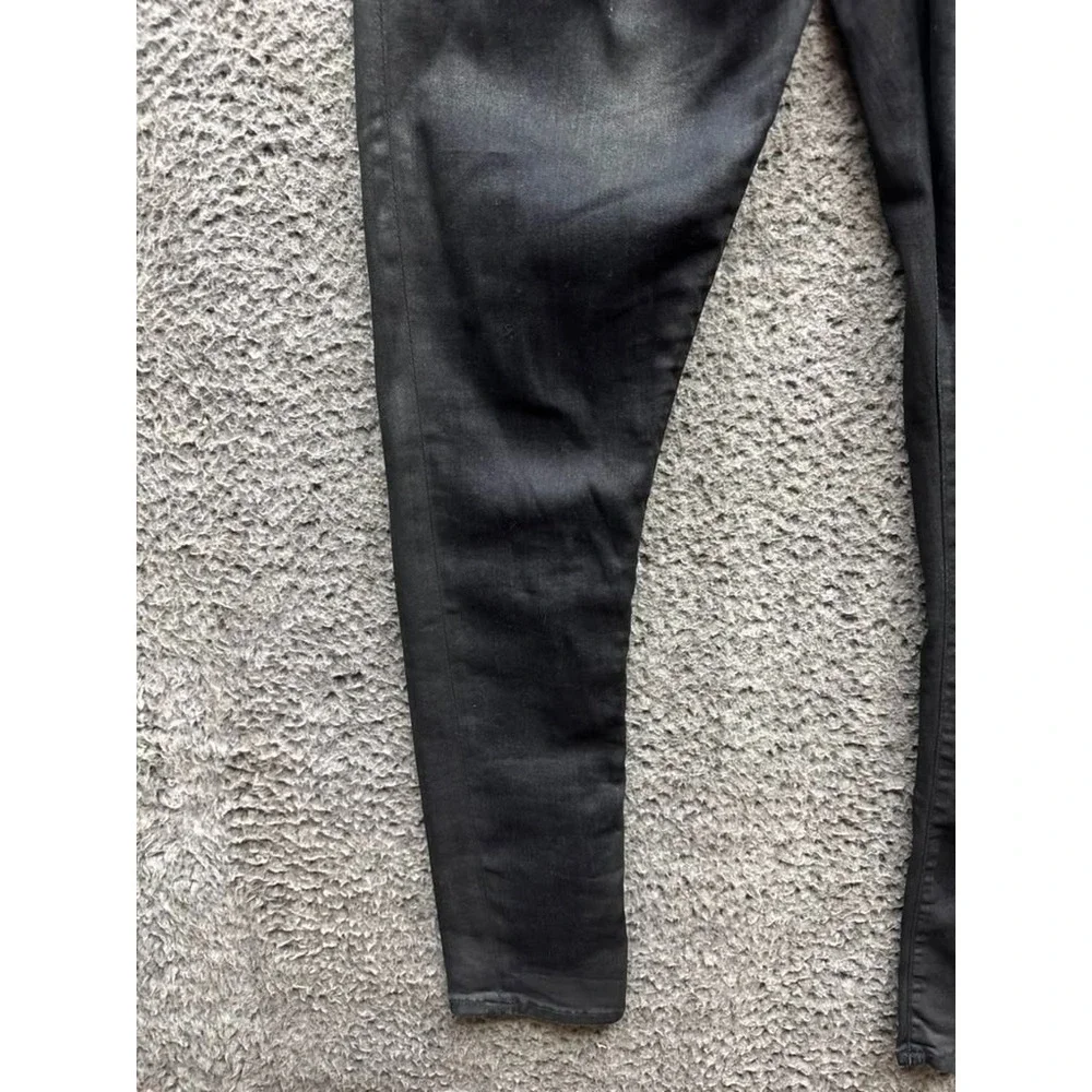 R13 X-Over Slim Fit Skinny Cross Over Denim Jeans Waxed Black Womens Size 25